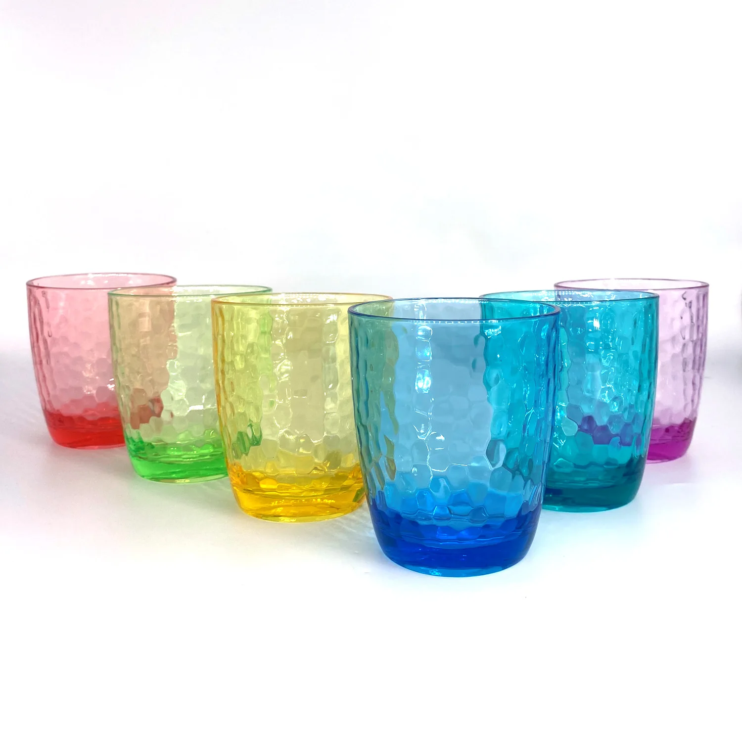 

yongzhenlite Set of 6 Hammered Style 15-ounce/430ml Acrylic Glasses Plastic Tumbler,BPA Free,Dishwasher Safe (Multi Color)