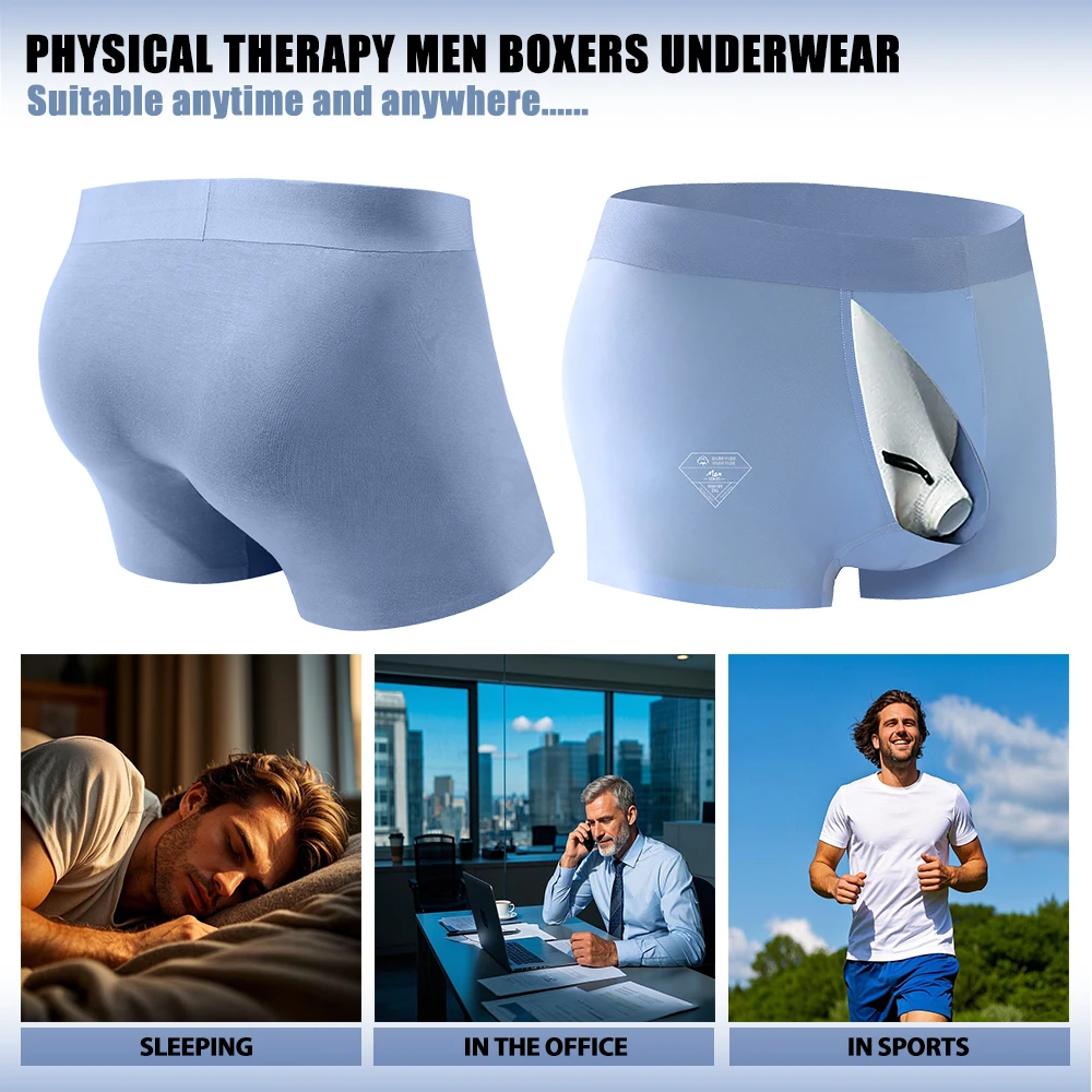 Men's Ice Silk Underwear for Foreskin Comfort Breathable Anti Chafing Boxers Moisture Wicking  Design for Sensitive Skin