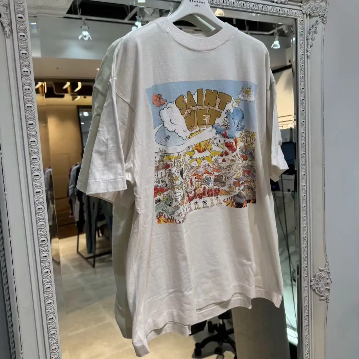 Saint Dream Master Heart Print Vintage Washed T Shirt Men Women Oversized Distressed Tee American Streetwear Hip Hop Tops