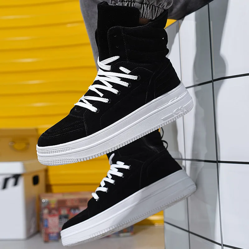 

Large Size High Street Leisure Outdoor Flat Bottom Work Boots Strap Genuine Leather Over Knee Winter Men Round Toe Flat Heel