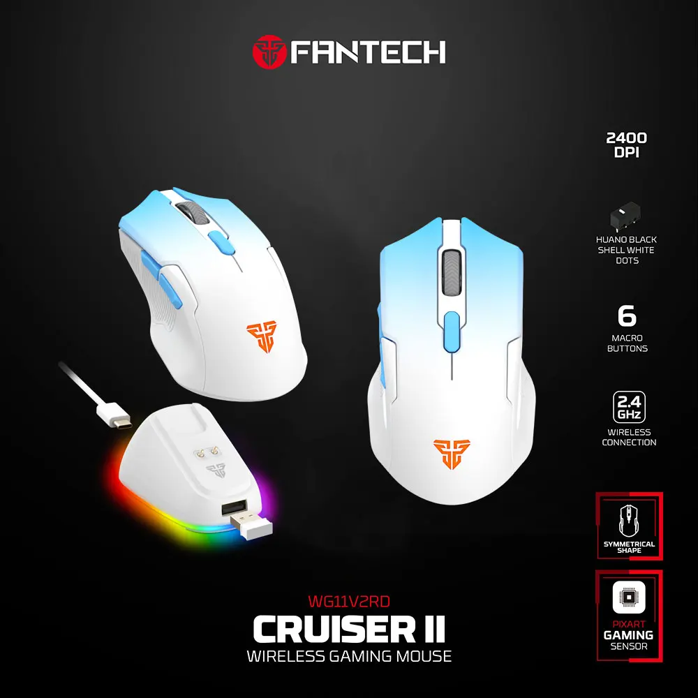 

Беспроводная офисная мышь FANTECH CRUISER II WG11V2RD, сенсор Pixart 3212, 2400 DPI, до 70 часов работы, 6 программируемых кнопок, 3 миллиона нажатий, RGB-подсветка