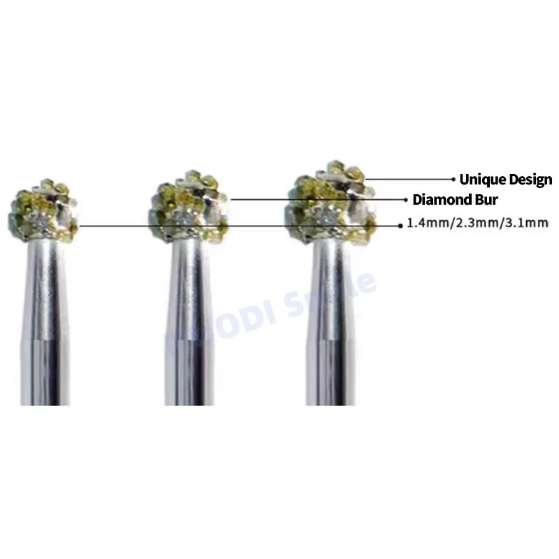 1PC Dental Degranulation Round Ball Drills Debridement Remnants Bone Remove Tissue Diamond Burs Drill Oral Grinding Tools