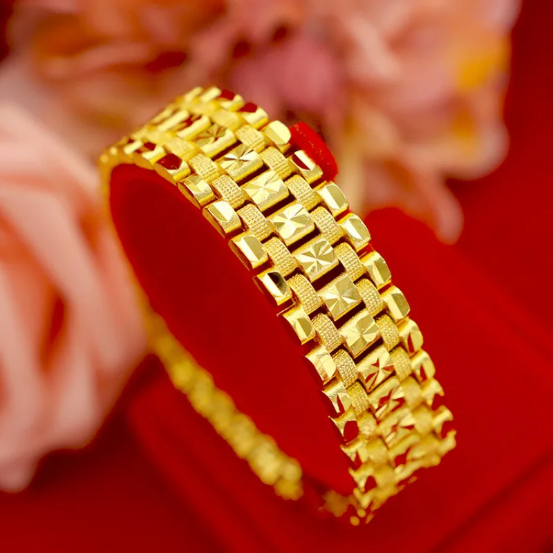 

Luxury 100% Real 24K Gold Fashionable Men'S Watch Band Bold Statement Wristband Replacement Strap For Men'S Watches