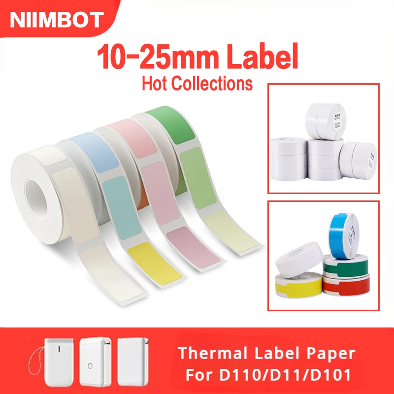 1Roll Niimbot D11/D101/D110 Mini Portable Printer Thermal Wire White/ Cable/Color/Round Sticker Self Adhesive Waterproof