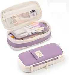 Kawaii Pencil Case Large Capacity Pen Bag Double Layer for Students Pouch Holder Box Office Stationery Back to School Supplies