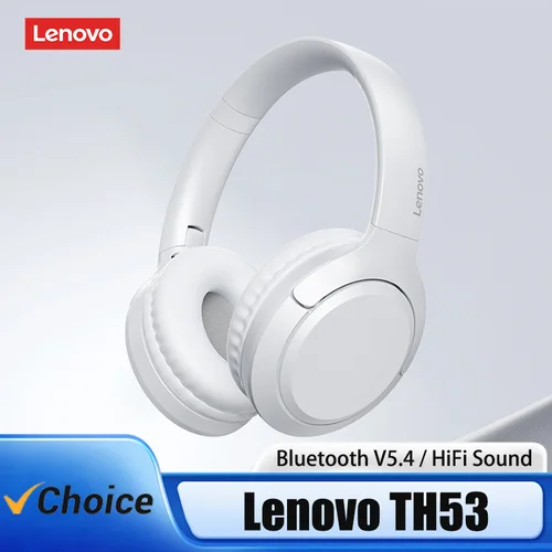 Choice Lenovo TH53 Bluetooth V5.4 auriculares sonido estéreo HiFi con modo de música auriculares incorporado 2 micrófonos para llamadas HD auriculares