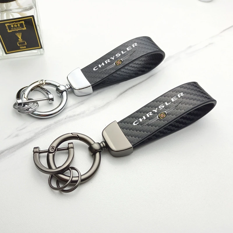 

For Chrysler 300c Voyager Town Country Grand PT Lanyard for Keys Car Accessories Carbon fiber Key Chain Premium Leather Gift