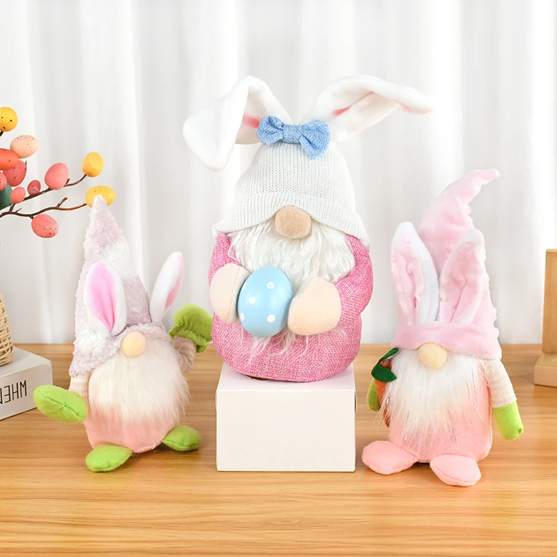 1pc Kids Easter Gifts Faceless Gnome Rabbit Dolls Bunny Carrot Dwarf Plush Doll Spring Easter Hanging Decoration For Home Decor