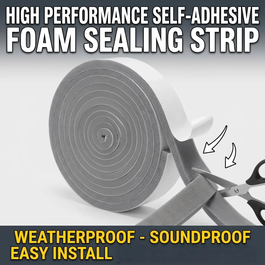 3 Rolls Self Adhesive Foam Sealing Strip Soundproof Windproof Weatherstripping Gap Filler Tape for Door Window Draft Excluder