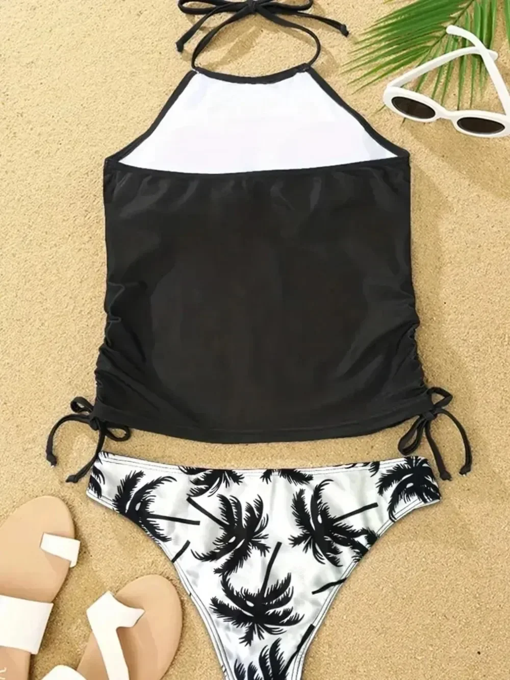 2024 bademode Biquinis Sommer Sexy Solid Print Tankini Set Gebunden Halter Badeanzug Frauen Backless Strand Badeanzug