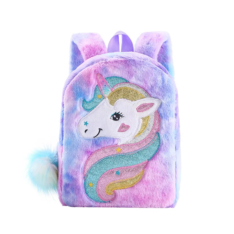 Princess Unicorn Backpacks for Girls Bags Cartoon Animal School Bag Children Kids Winter Schoolbags Colorful Plush Cute Backpack