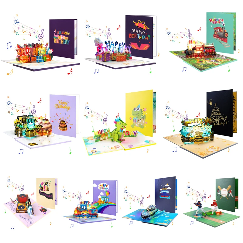 Happy Birthday Card for Girl Kids Wife Husband 3d Birthday Cake Pop-Up Greeting Cards Postcards Gifts with Envelope