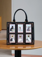 2025 moda de gama alta novedad de verano bolso femenino diseño de nicho Tarot azulejo bolso de mano de gran capacidad Y2K lindo bolso de gato extraño ganancia