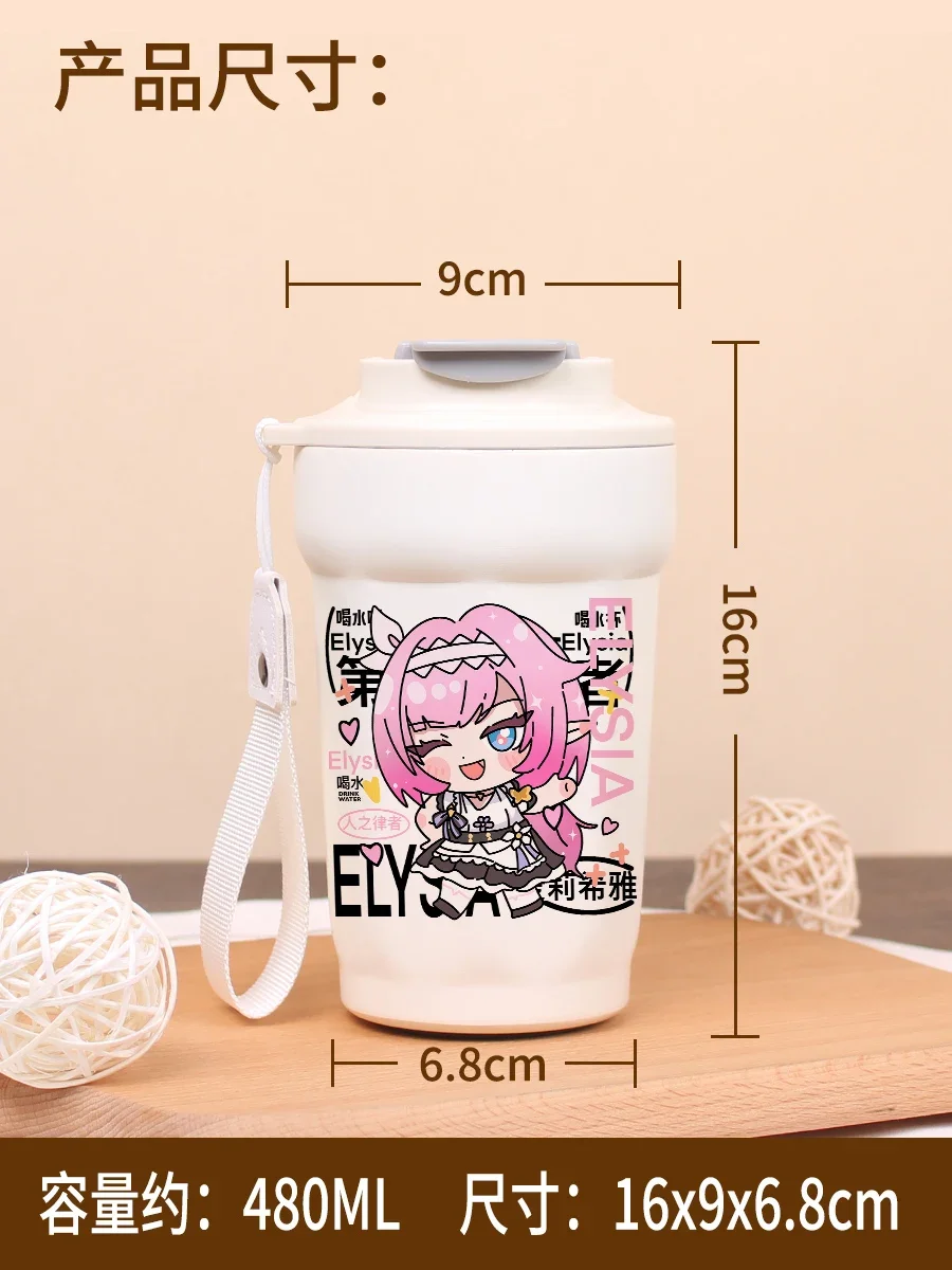 Anime Honkai Impact 3 Elysia Cosplay Thermal Mug Insulated Cup Thermos Water Bottle Stainless Steel Articles of Daily Use Gift