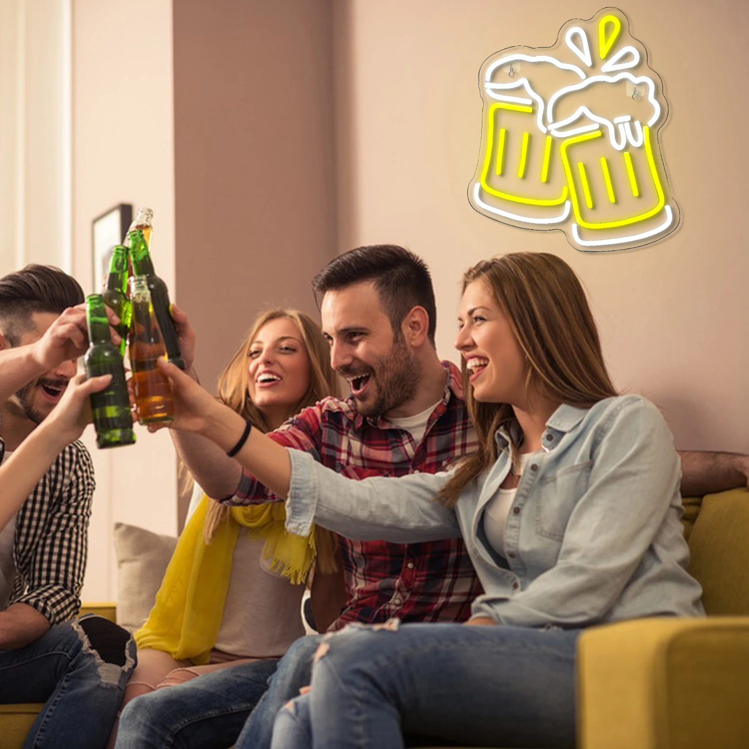 Beer Cheers Neon Led Signs Bedroom Decoration USB Powered with Switch Dimmable Wall Lamp For Bars Business Shop Party Decor