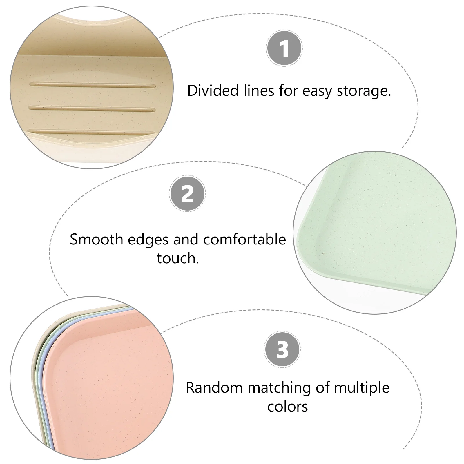 

1Set Wheat Straw Food Plates Multipurpose Storage Snack Fruit Dessert Container Random Color Various Shapes Plates for Table