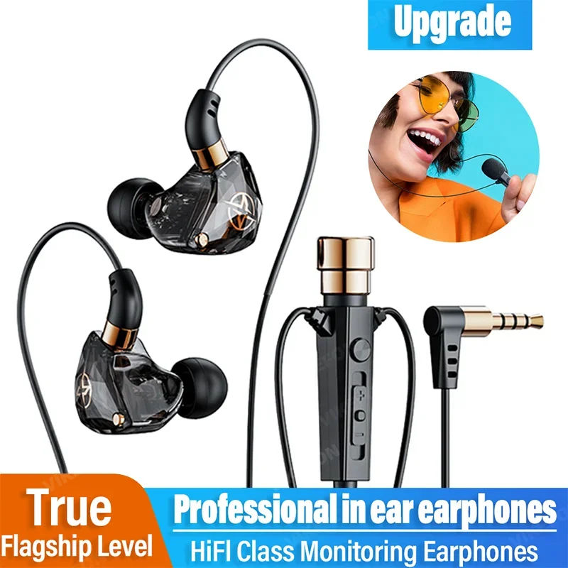 Dynamic HiFi Wired Earphone Sport Headphone Bass Stereo Gaming Live Karaoke Headset Music Earbuds 3.5mm Type C In Ear With Mic