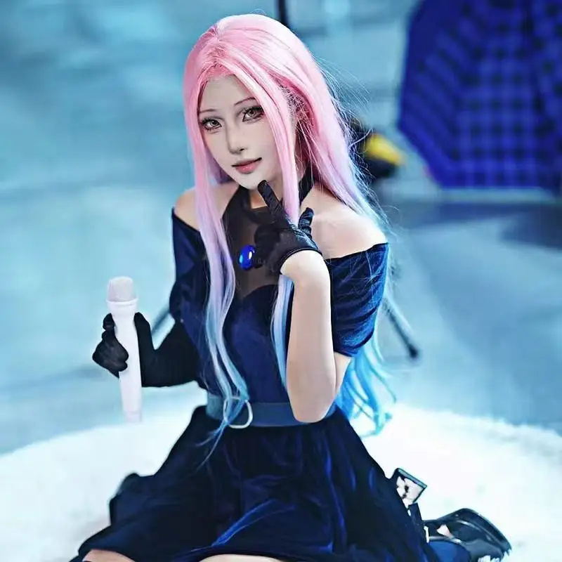 

Anime Alien Stage Cosplay Mizi Cosplay Costume Wig Halloween Anime Clothes Stage Black Gorgeous Dress Women Performance Costume