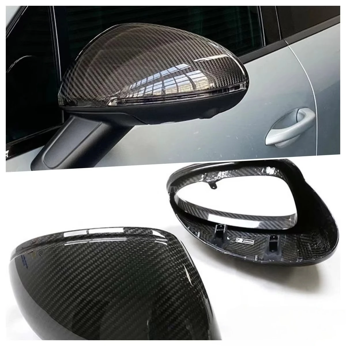 MRD for  Macan Dry Carbon Fiber Rearview Mirror Cover Mirror Cap M Style Clip On.