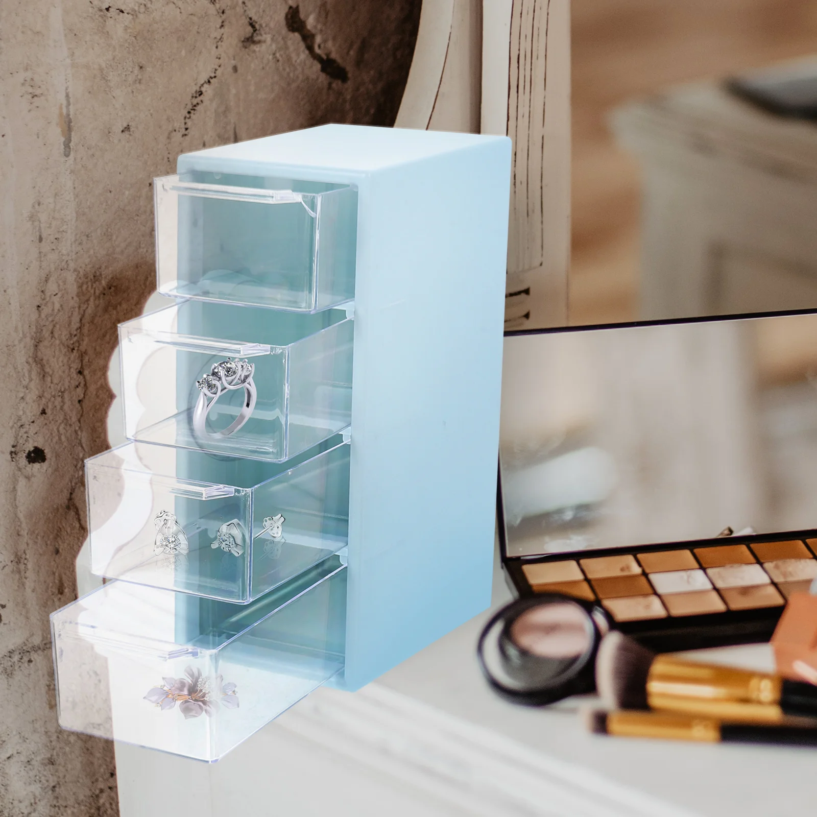 

1pc Multi-layer Storage Box Transparent Drawer Organizers for Keys Lipsticks Jewelry Home School Dormitory Storage Container