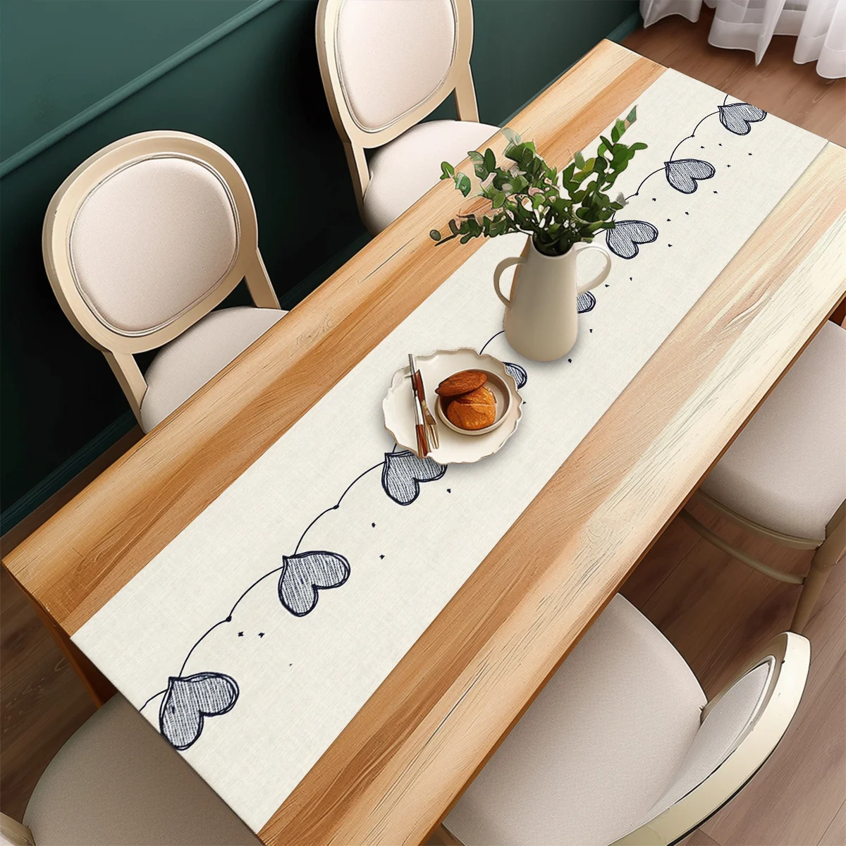 1 pièce de chemin de table simple à motif cœur, idéal pour la table à manger, le buffet, la commode et la décoration intérieure du salon