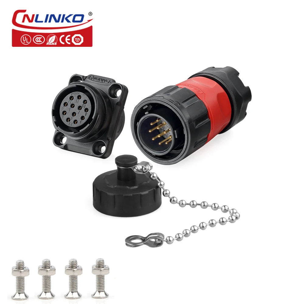 CNLINKO M20 2/3/4/7/9 Pin Cable Electronic Wire to Board PBT Plastic Panel Mount 12V 5A-20A Waterproof IP68 Connector Automotive