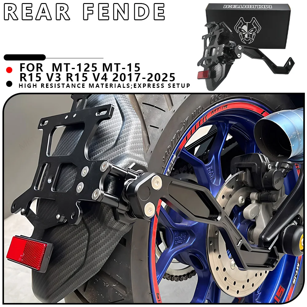 

MTKRACING For YAMAHA MT-125 MT-15 R15 V3 R15 V4 2017-2025 Motorcycle rear mudguard short tail license plate holder