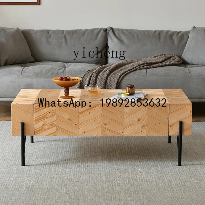 Vintage Solid Wood Mosaic Tea Table Office Reception Table B & B Living Room Wooden Tea Table