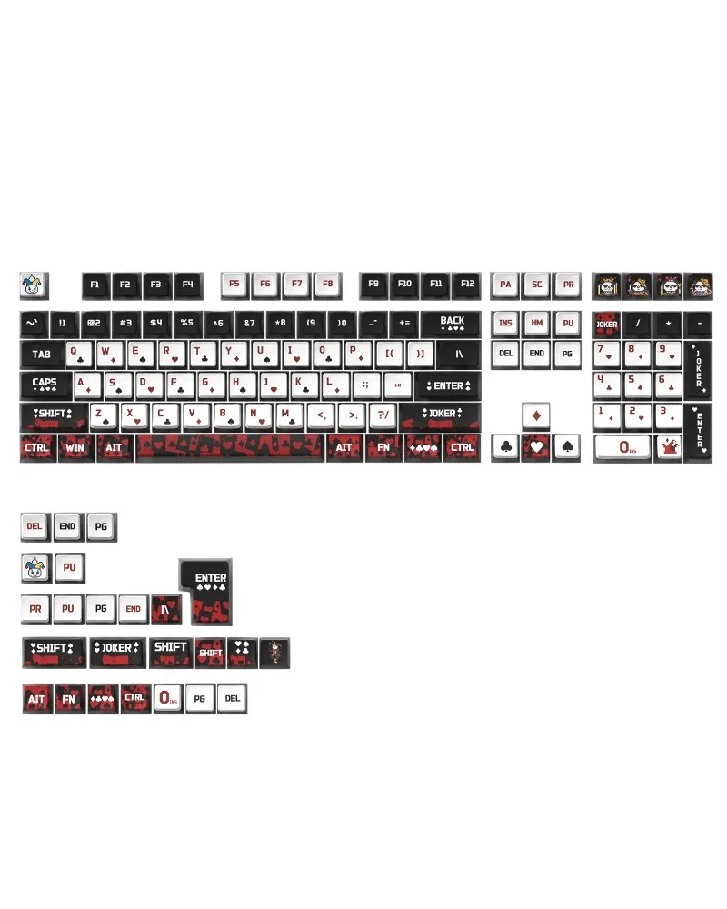 PBT+PC Transparent Keycaps Poker Theme CBSA Height Sublimation For Mechanical Keyboard