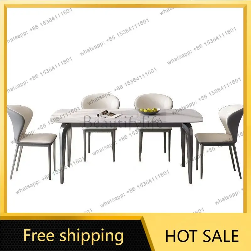 PG Italian rock slab dining table rectangular small apartment family restaurant modern simple supercrystalline  dining table