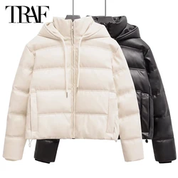 TRAF Women's Winter Down Jacket Outerwears Long Sleeve Quilted Jacket Woman Warm Winter Coats Woman 2024 New Coats Solid Parkas