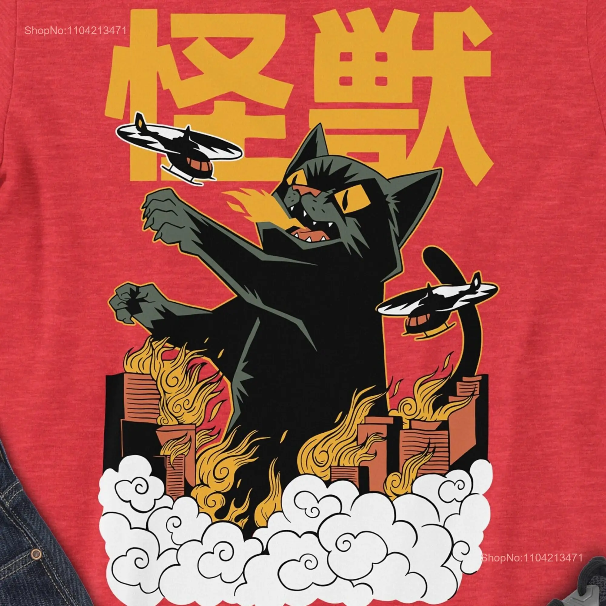 Kawaii Clothing Aesthetic T Shirt Japanese Fashion Inspired Manga Streetwear Catzilla long or short sleeves