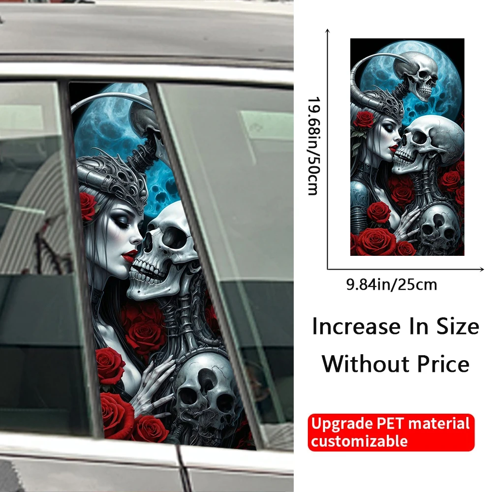 Gothic Skull Couple Car Stickers B-pillar Sunscreen DIY Auto Center Column Cover Scratches Cartoon Decoration Accessories