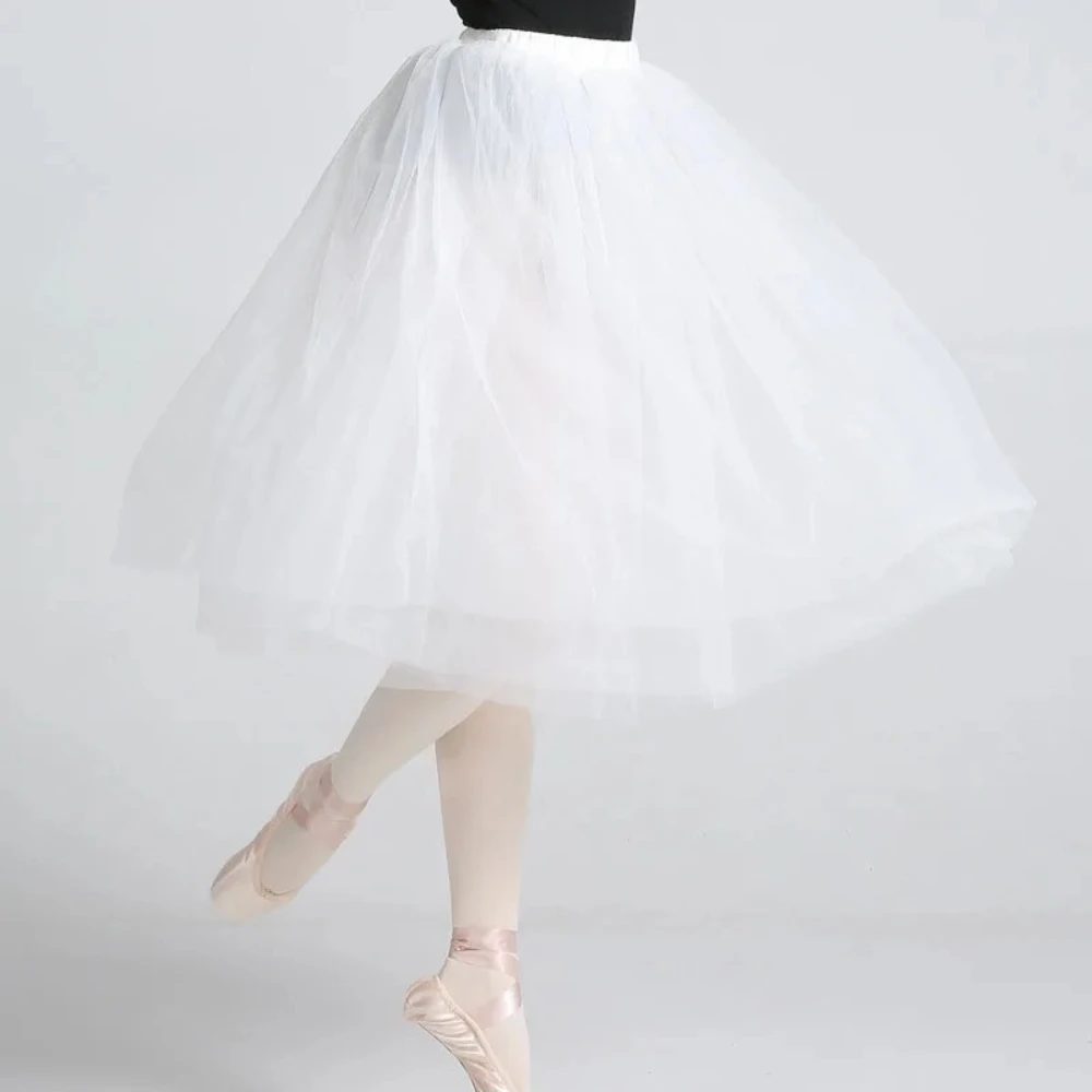 

White Black 4 Layered Tutus Ballet Skirt Adults Women Pettiskirt Fluffy Tutu Dance Skirts Tulle Petticoats Wedding Party Costume