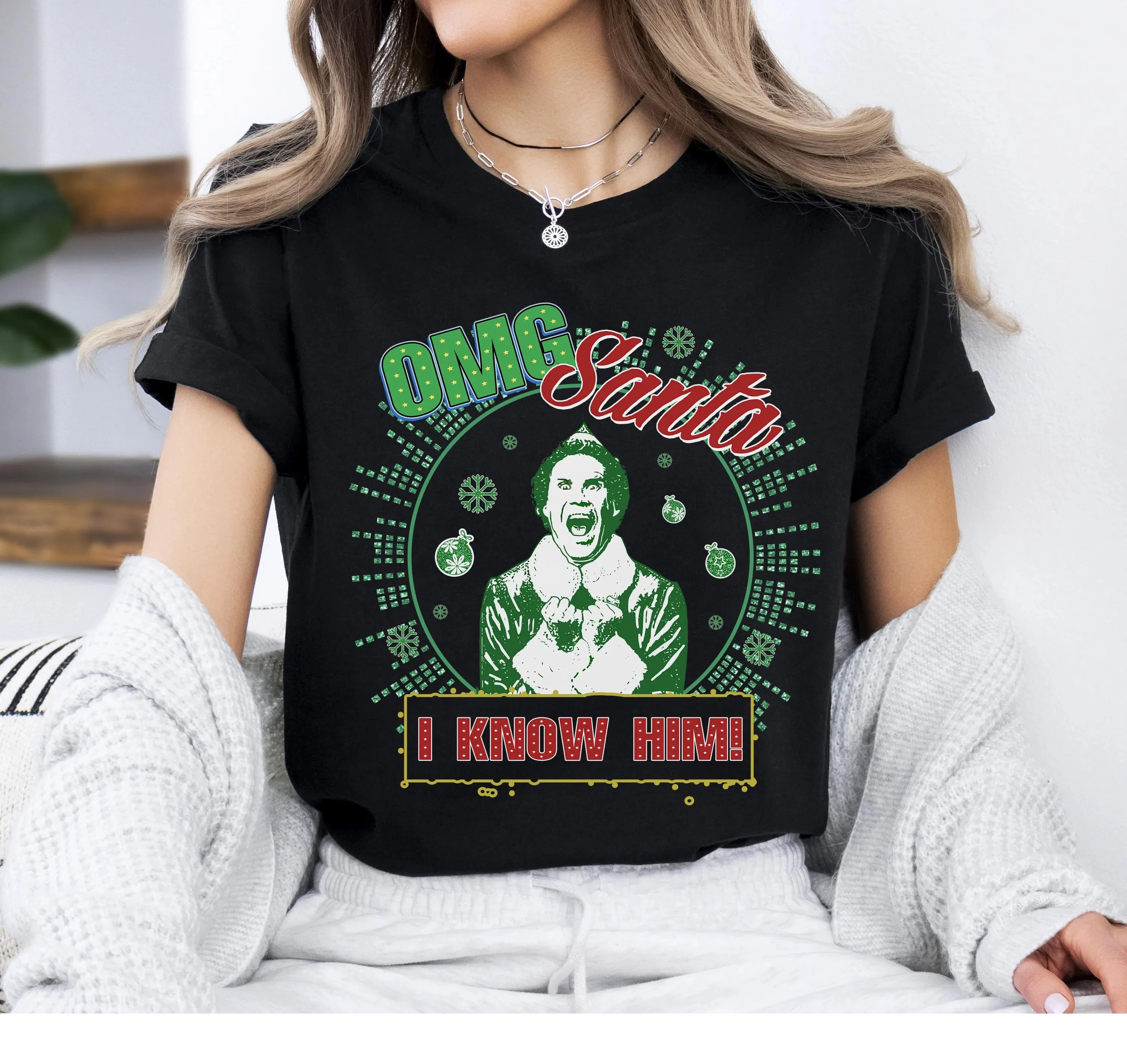 

Buddy The Elf OMG Santa I Know Him Retro Shirt, Christmas Classic Movie Shirt, Disney T-Shirt, Christmas Gift 2025 Trip T-Shirt