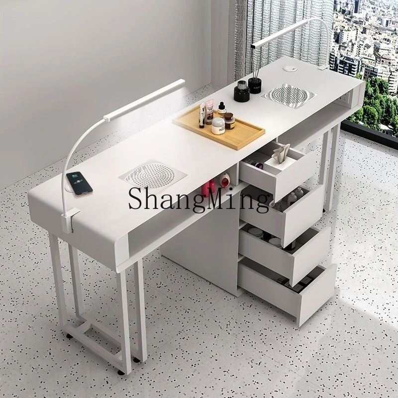 

FG Набор столов и стульев для дизайна ногтей Эмический одиночный двойной светильник Роскошный многофункциональный стол для дизайна ногтей