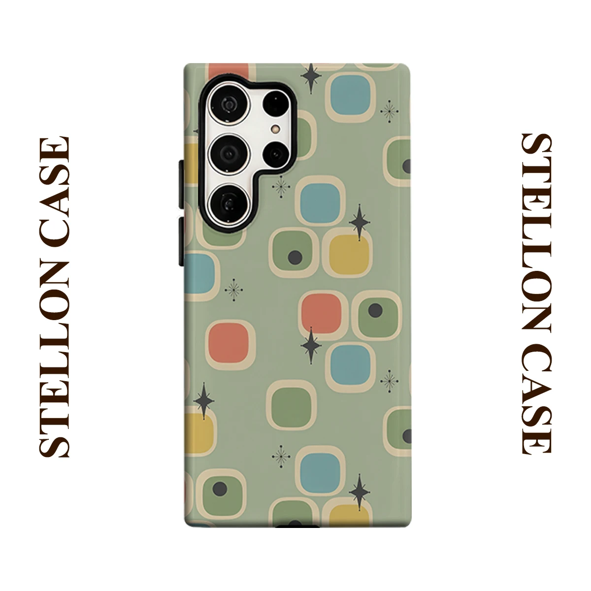 Retro Shapes Phone Case for Samsung Galaxy S26 S25 Ultra S24 S23 Ultra Plus Glossy Double-layer Back Cover