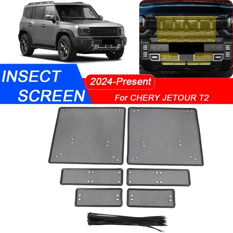 6PCS For CHERY JETOUR T2 2024-2025 Car Insect-proof Air Inlet Protection Cover Airin Insert Net Auto Vent Racing Grill Filter