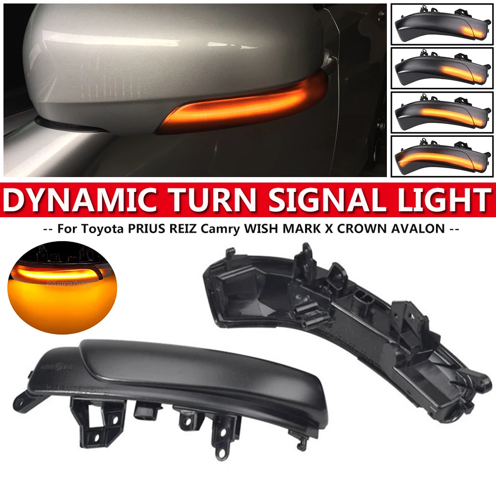 

Dynamic LED Turn Signal Light Side Wing Mirror Indicator Directly For Toyota WISH/PRIUS/REIZ/MARK X/CROWN/AVALON Replace OEM