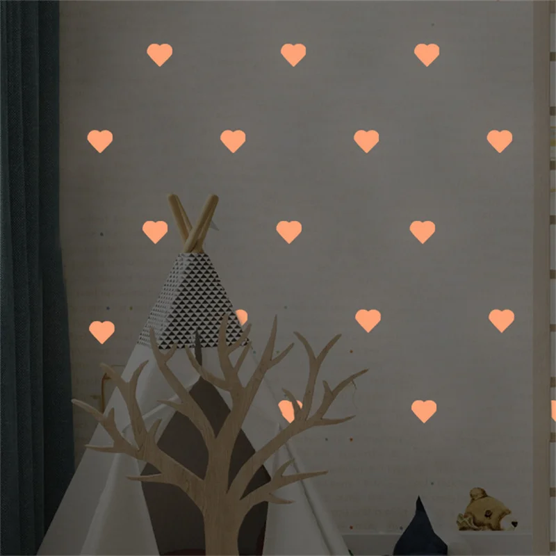 Love Heart Glowing Self-Adhesive Phosphorescent Star Stickers Shine in the Dark Dot & Cloud Fluorescent Wall Stickers For Kids