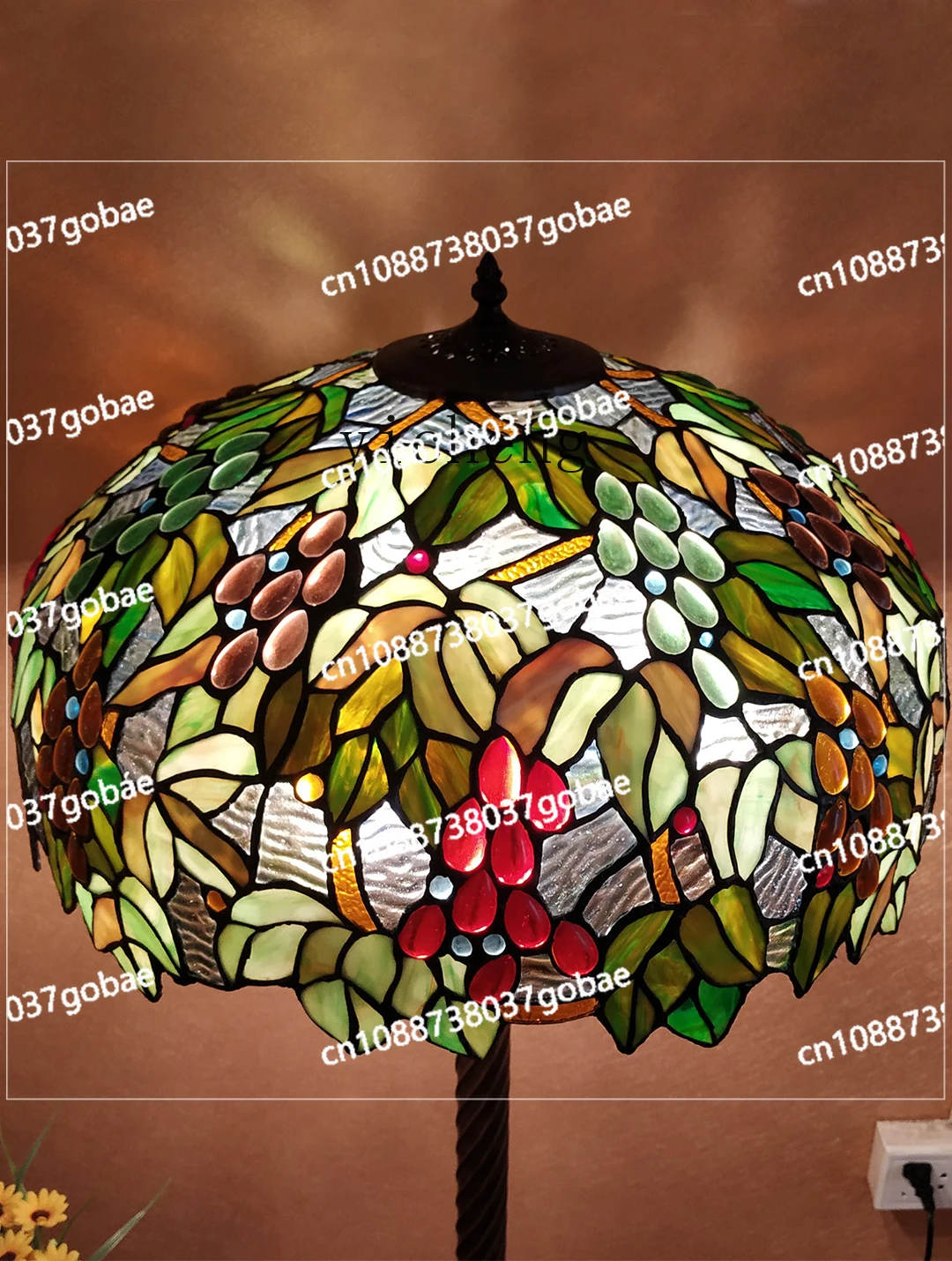 ZC Grapes Floor Lamp American Idyllic Tiffany Stained Glass Living Room Bedroom