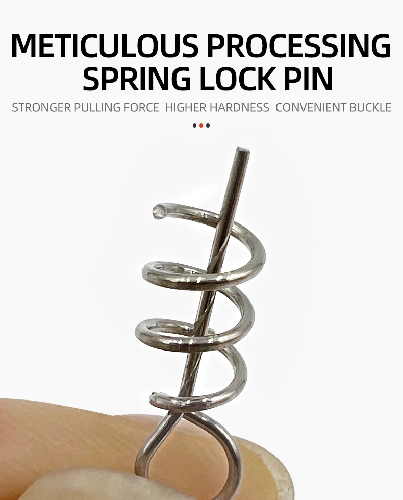 ShareShark 100 Stück Spring Lock Pin Angelverbinder Edelstahl Wirbelknöpfe für weiche Köder Angelzubehör Pesca – Detail 4
