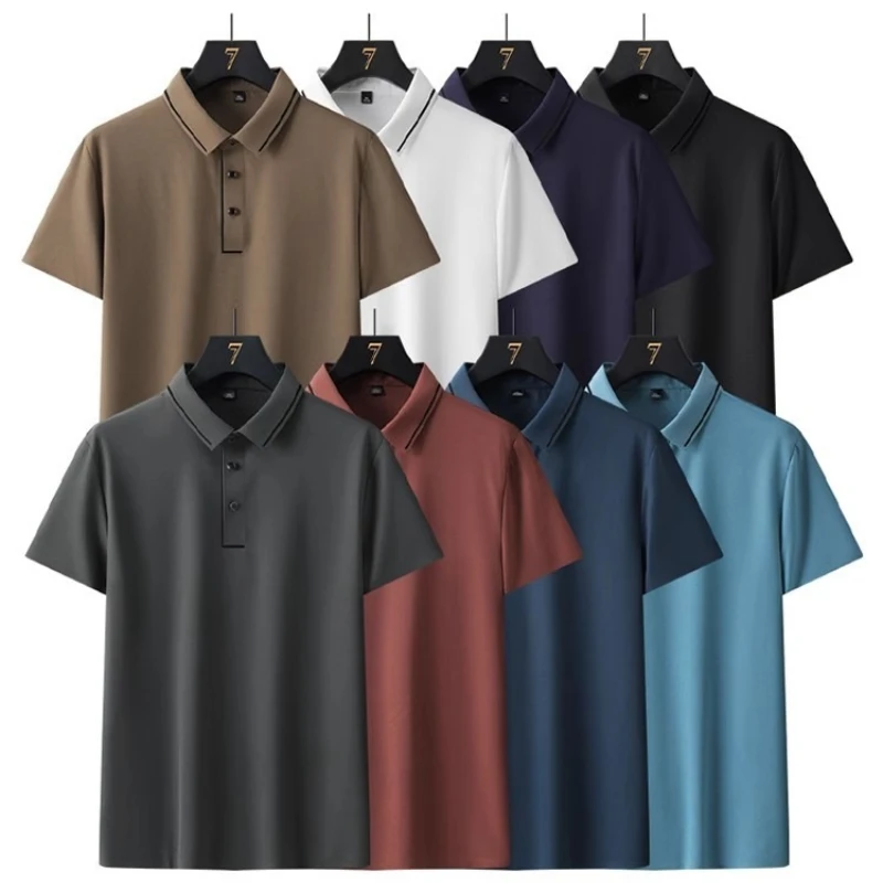 Light Luxurious Man Polo Shirts Youth High End Quality Casual Shirt Ice Silk Cool Feel Top & Tees 7A