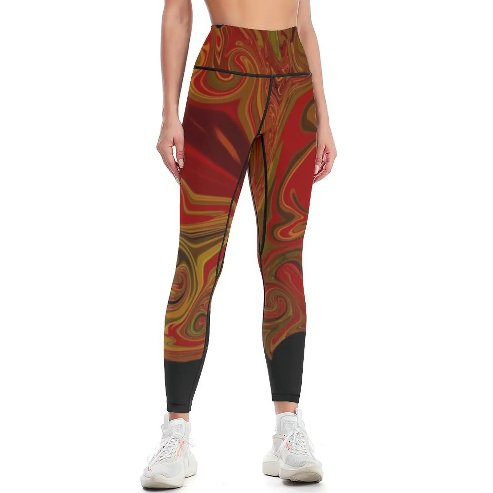 

Stylish swirls of fall color paint Leggings sporty woman gym workout shorts Womens Leggings