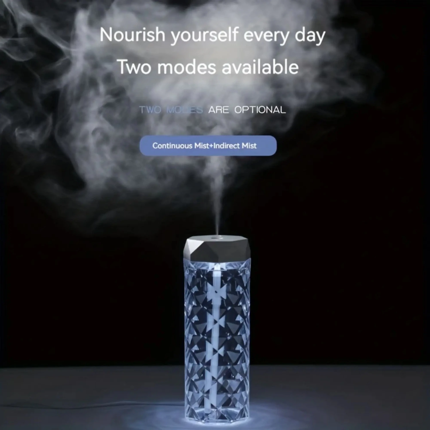 2023 Кристаллический увлажнитель воздуха с зарядкой через USB, диффузор эфирных масел, настольная лампа, настольная машина для ароматерапии, 7 цветов, свет для спальни