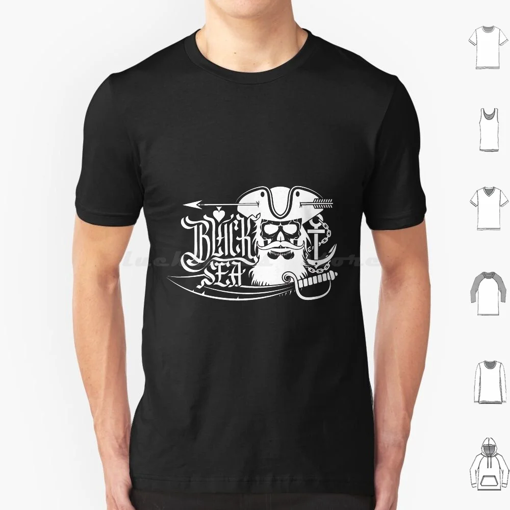 Black Sea Pirates T Shirt Cotton Men Women DIY Print Pirate Pirates Ship Skull Movie Ocean Chopper Luffy Skeleton Bone Captain