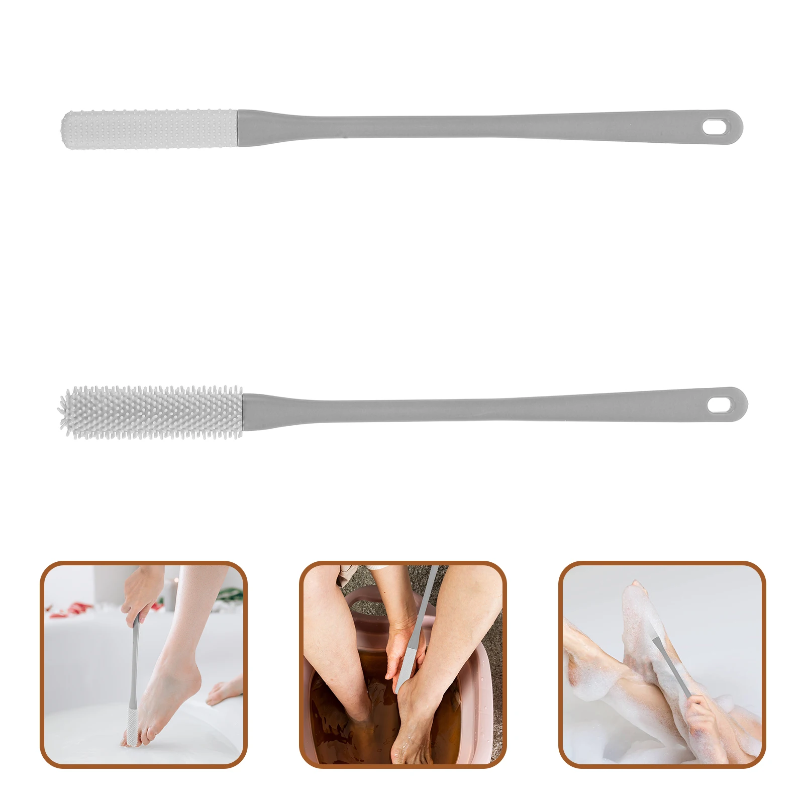 2 قطعة مقبض طويل فرشاة العناية بالقدم لينة هلام شعيرات مزيل الجلد الميت دش التقشير أداة فرشاة اغتسال مقشر الشعر