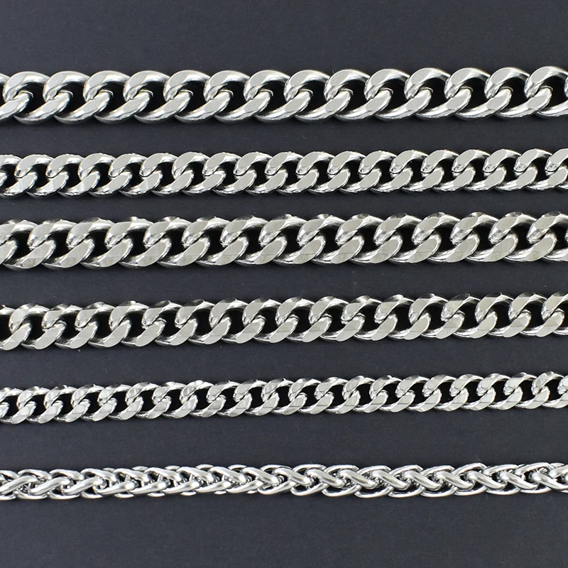 100/200 cm 3-12mm schaukel Tasche Edelstahl Metall Kette Männer Frauen Hosen Dekor Schnallen Schmuck Twisted Ketten DIY Zubehör