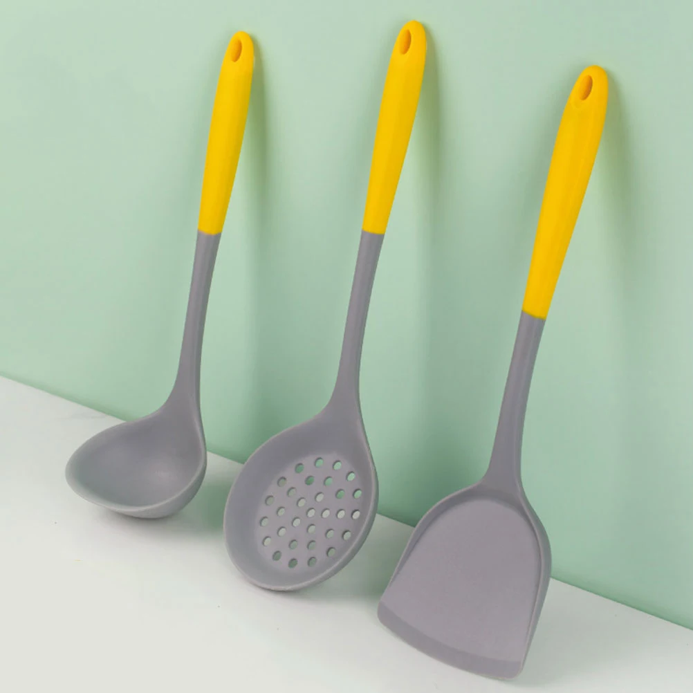 

Silicone Utensil Set Heat Resistant Cooking Tools Non Stick Kitchen Gadgets Spoon Spatula Soup Stainless Steel Cookware