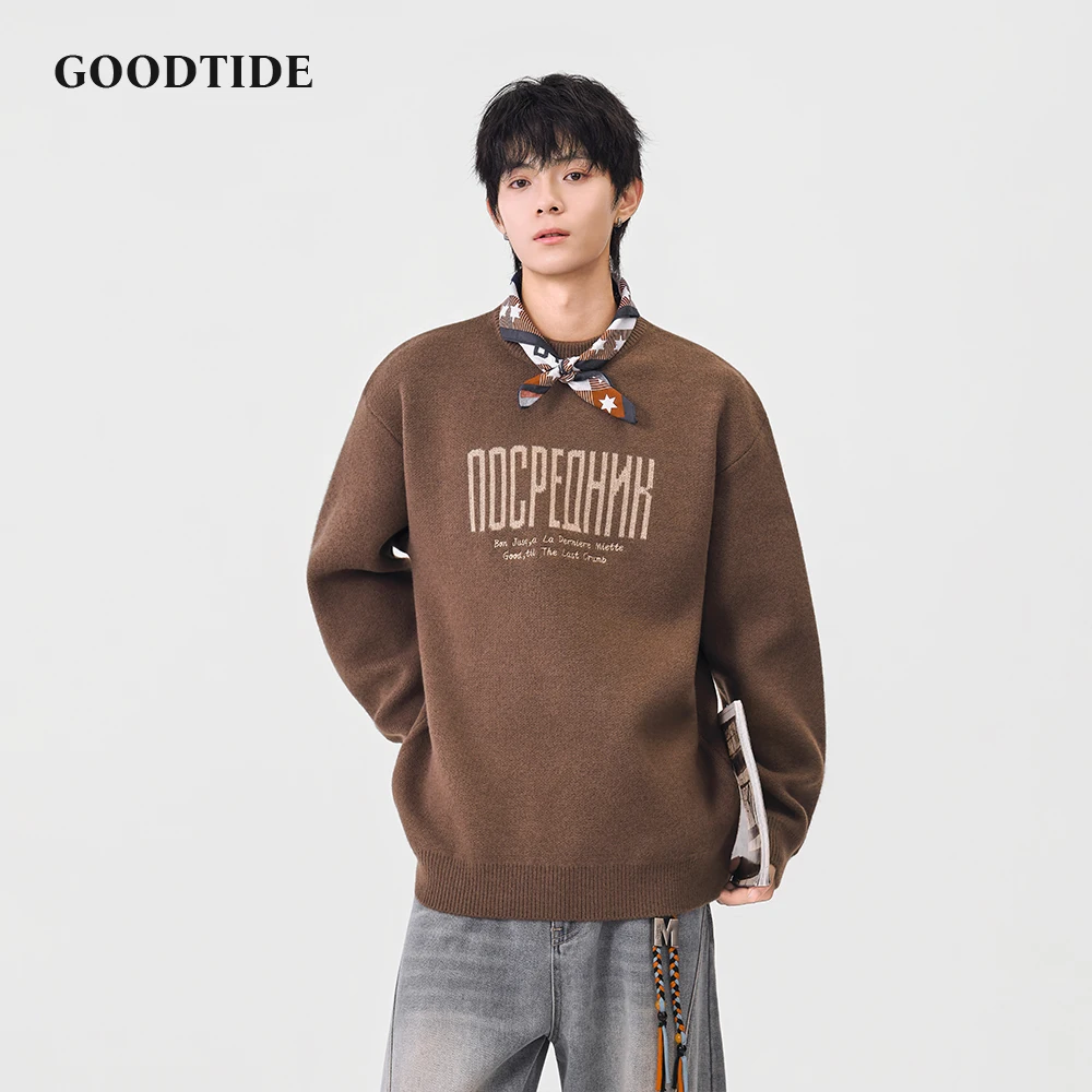 موضة الرجال عادية طاقم الرقبة سترة 2025 شتاء جديد إلكتروني طباعة بلوفر مغزول مريح لينة كم طويل البلوز #4